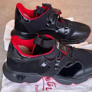 Christian Louboutin Black Sneakers with Red Accents